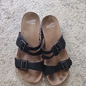 Dansko Women's Rosie Waxy Burnished Black Casual Shoe/Slide